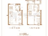 龙旺闽越水镇理想家20_1室2厅2卫 建面88平米